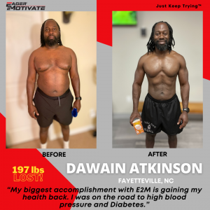Dawain Atkinston, 40 years old, Communications Director, 197 pounds lost