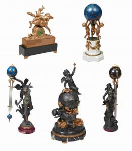 Lots 532, 536, 537, 538 and 539 will showcase a fine collection of clocks, including swing arm clocks after Auguste Moreau and Julien Causse.