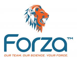 Forza Logo Name plus Lion Head. Our Team. Our Science. Your Force.