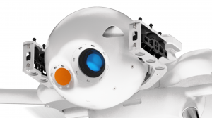 A close-up of the dual cameras on Evolve Dynamics' SKY MANTIS 2 UAS platform