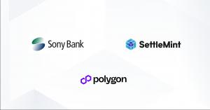 Logos of SonyBank, SettleMint, and Polygon
