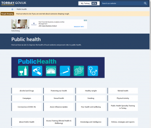 Banner advertising seen on the “Public Health” page of https://lancashire.gov.uk/