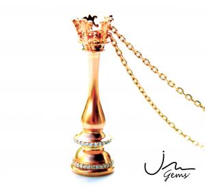 JM Gems 18k Rose Gold Queen Chess Pendant Necklace Designed by Peggy Elias © JM Gems