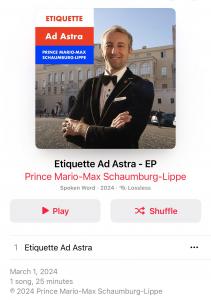 Prince Mario-Max Prinz zu Schaumburg-Lippe narrates groundbreaking new Etiquette Book for iTunes, Googleplay and Amazon
