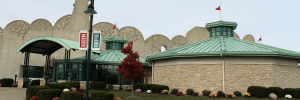 An brick establishment with green roof.