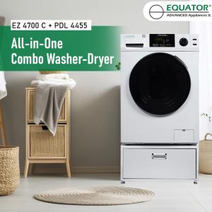 All-In-One Washer Dryer Ventless FULLY BUILTIN 0-CLEARANCE 1.62cf/15lbs 110V White with Pedestal