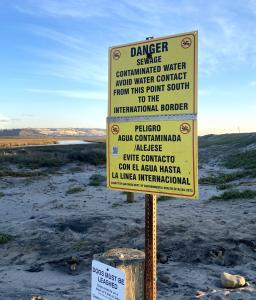 Tijuana River Pollution Beach Closed Sign