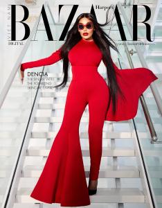 Dencia wearing Versace glasses & body by Dencia For Harper’s Bazaar