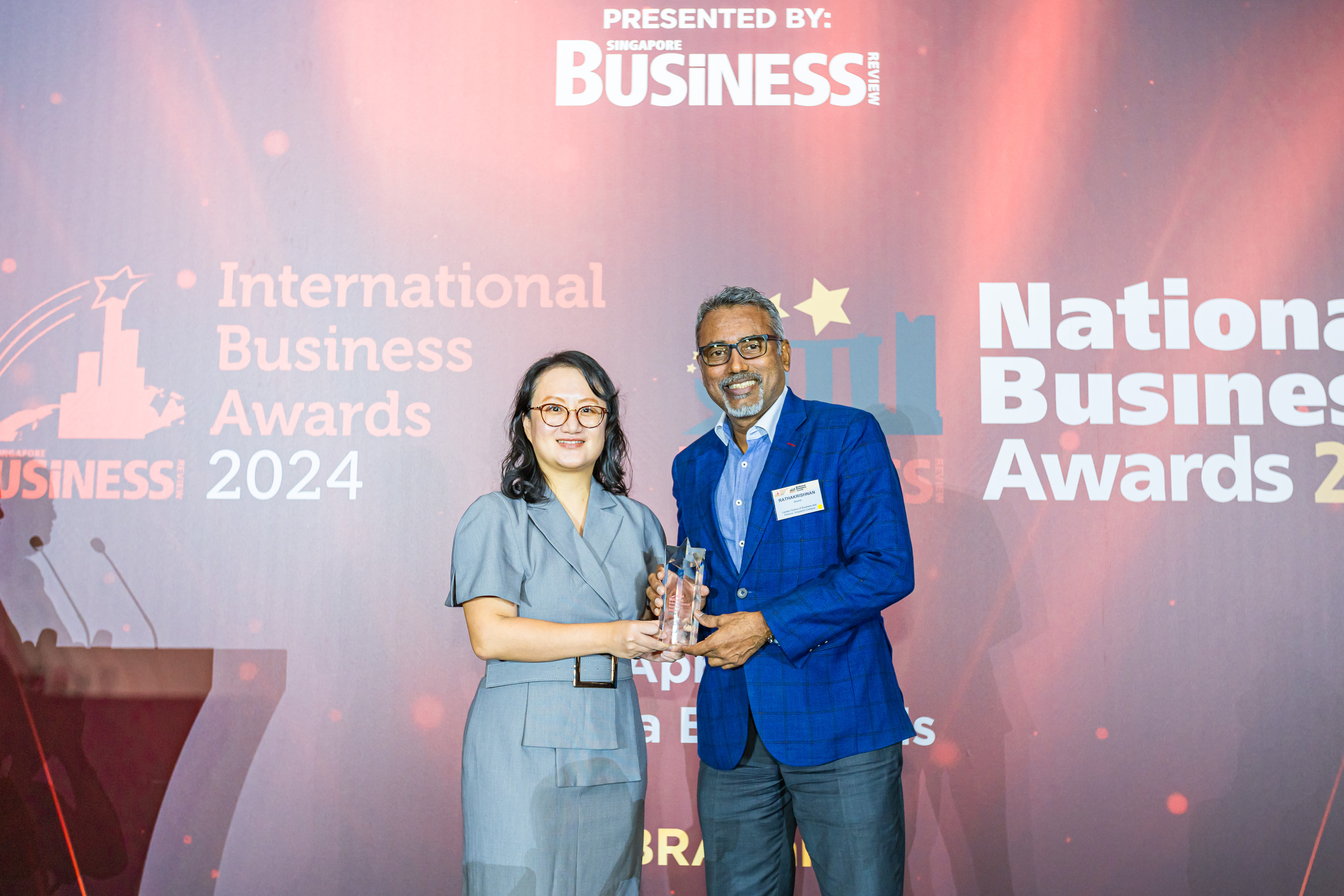 shnan Govind, CEO of LSBF receiving the SBR Award.