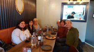 The team at a restaurant.