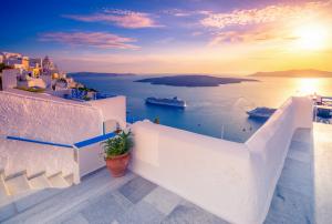 Cruise Ships at the island of Santorini Greece