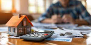 Image of a house on a table with a calculator