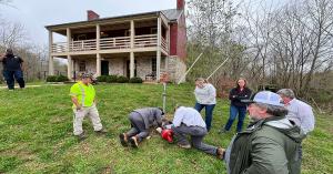 Members of the City of Lexington and County of Rockbridge Public Service Authority watch an Electro Scan SWORDFISH field demonstration.