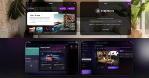 In this visual, you can see the functionalities of Stage Meta in both web and spatial applications.