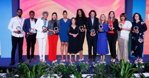 2023 UN SDG Action Awards Finalists and Winners with Marina Ponti, Director of the UN SDG Action Campaign, at the 2023 ceremony in Rome, Italy. Photo: FAO/Giuseppe Carotenuto