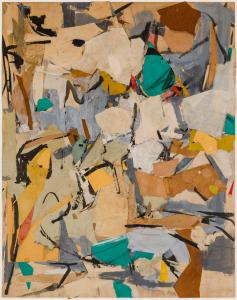 1953 collage by Esteban Vicente (American, 1903-2001), Untitled, 28 ¼ inches by 22 ¼ inches,($81,250).