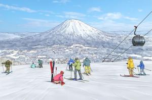 virtual image showing new hirafu gondola with yotei background
