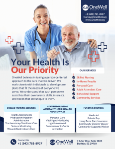 Home Healthcare Services Provided by OneWell Health Care in South Carolina