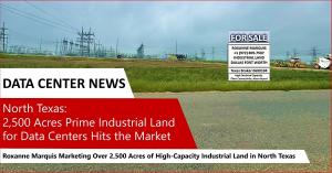 Aerial view of 2,500+ acre tract of industrial land in North Texas for sale, ideal for next-generation data center campus development, marketed by Roxanne Marquis of 8888CRE in Dallas-Fort Worth. Land for sale TX.