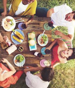 Picnic party using wine glass slipper