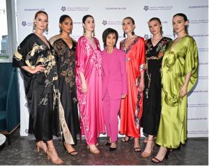 Image Caption: Josie Natori with models (Photo Credit: BFA / Rupert Ramsay)