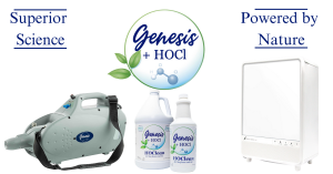 Genesis+HOCL atomizers with Logo, logo has the HOCl symbol and green leaves