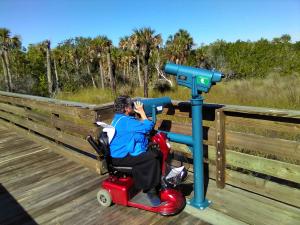 New viewfinders at Fakahatchee Strand Preserve State Park feature lowered seating positions so that visitors seated on mobility devices may also enjoy an up-close look at the expansive variety of wildlife, habitat and ecosystems found within the park.