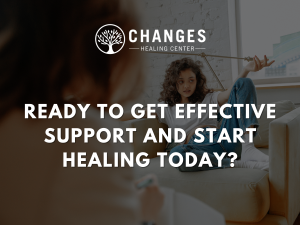 A woman in group therapy shows the concept of Changes offers evidence-based therapeutic approaches for effective treatment