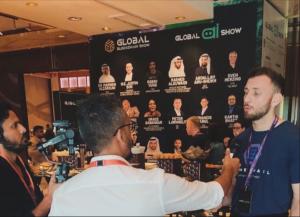Founder, Hugo Rawlinson, being interviewed at Global AI show