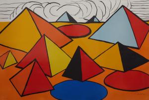 Circa 1970 color lithograph by Alexander Calder (American, 1898-1976), titled Pyramids and Clouds (est. $3,000-$5,000).