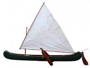 1968 Old Town sailing canoe, Otca model, painted forest green, 16 feet long, with mast, sail, rudder and dagger boards (est. $2,000-$3,000).