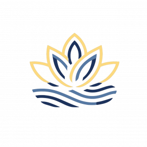 StrateZen logo is simple lotus flower floating on water.