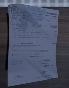 The image shows a synthetic document that resembles a document that has been photographed