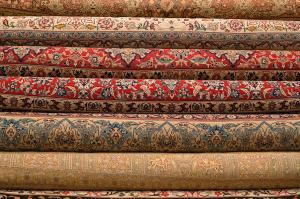 stack of oriental rugs