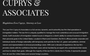 Website Magdalena Cuprys, Immigration Attorney in Florida