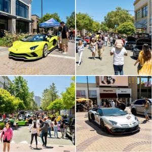 Large crowds enjoying the 2nd Annual A Brighter Day Charity Car Show at Broadway Plaza, showing support for teen mental health initiatives.