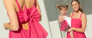 Tamara Maternity Dress with Oversized Bow Back in Barbie Hot Pink