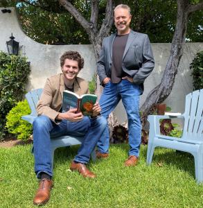 Tristan (left) and Blaise (right) celebrating their success outdoors.