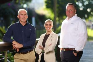 Damien Glanville, Co-Founder and CEO of Powershift Technologies; Sandra Brodie, Co-Founder and COO of Powershift Technologies; Tim Doling, Co-Founder and Director of Innovation at POWR2