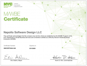 Napollo Software Design Certified as WMBE by New York City, Boosting Local Business Support