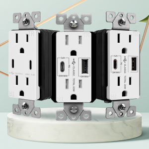 This photo displays 3 types of Topgreener's USB outlets.