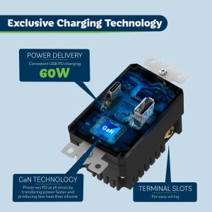 This image shows the internal system of the Topgreener 60W Power Delivery USB Outlet.