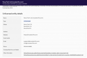 moneysmart.gov.au warning on NovatechFX
