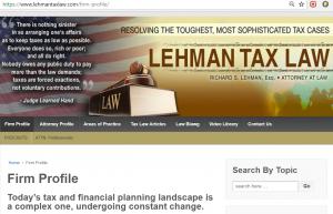 Website, Richard S. Lehman, Tax Attorney in Boca Raton, FL