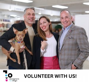 Designer For Dogs offers several volunteer opportunities! To learn more please send us facebook message @designersfordogs or email contact@designersfordogs.org.