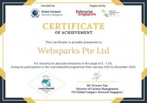 LowCarbonSG certification for Websparks 2024