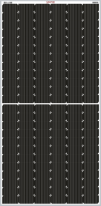 Image of Gautam Solar Pvt. Ltd.'s newly launched N-type TOPCon Glass to Glass Bifacial Solar Panel, with 144 half-cut cells and dimensions of 2278 mm X 1134 mm X 35 mm.