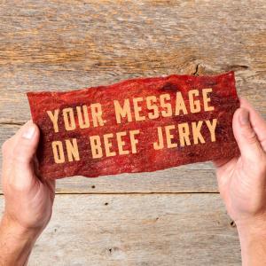 Laser Etched Greeting Card Made of Beef Jerky