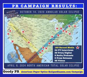 To reach the target audience most interested in this story, Goody PR strategically pitched National Media and Local Outlets on the direct paths for the October 14, 2023, Annular Eclipse and April 8, 2024, Total Solar Eclipse.