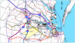 Map of industrial park in relation to U.S.